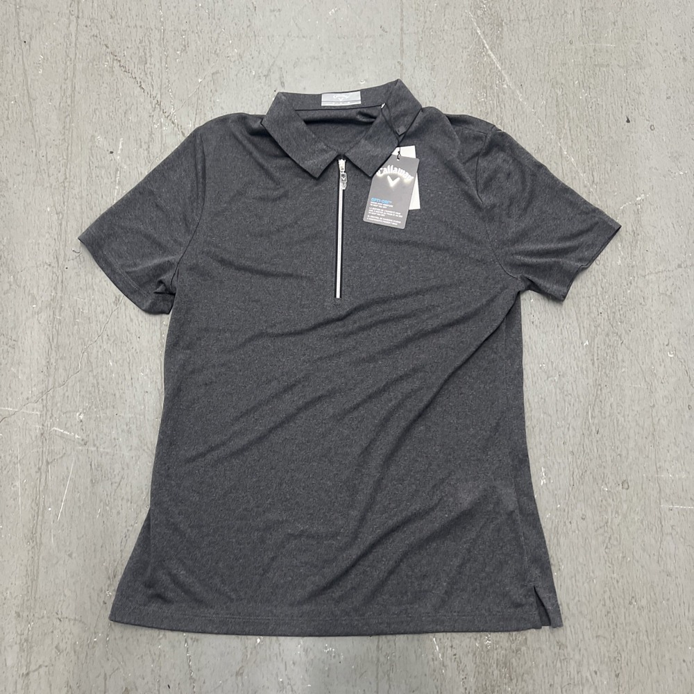Callaway Women's Medium Gray Opti-Dri 1/4 Zip Golf Short Sleeve Polo Shirt